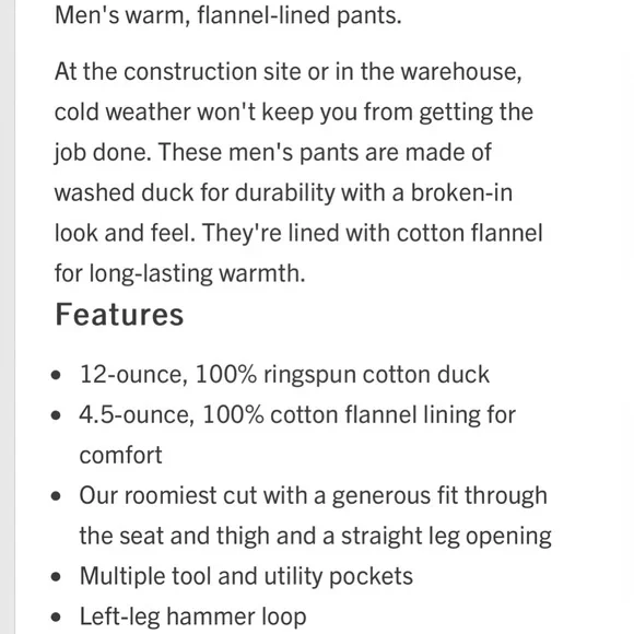 CARHARTT Mens LOOSE FIT WASHED DUCK FLANNEL-LINED UTILITY WORK PANT Size… - Picture 2 of 9